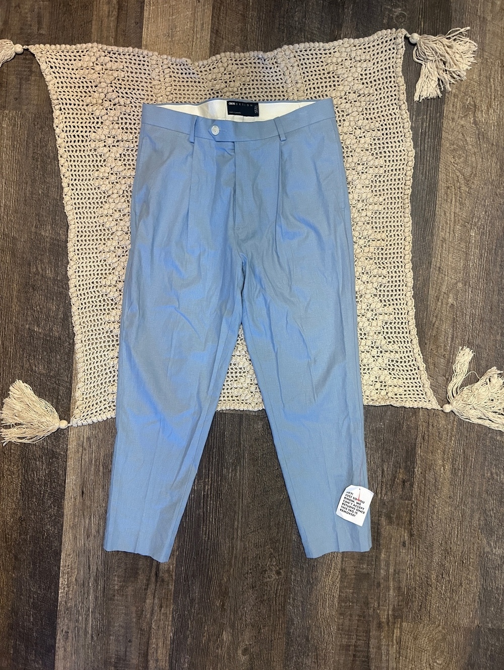 ASOS NWT Light Blue Linen Blend Dress Pants 32x30 Straight Leg Coastal Mens